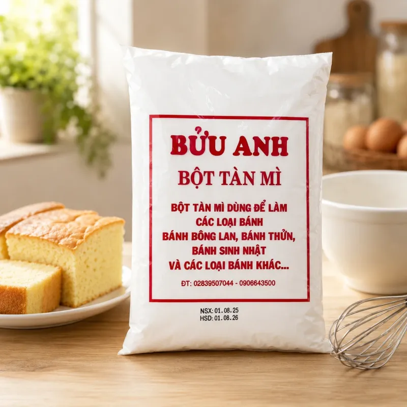 Gói bột tàn mì Bửu Anh dùng làm bánh bông lan